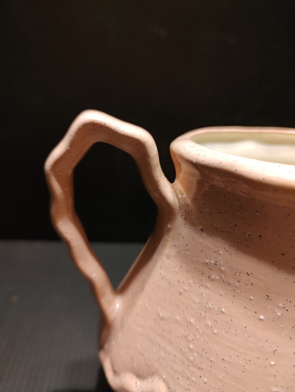 🌷🩷🌷Lovely Vtg 80's Hand Crafted Victorian Inspired Rose Pink Speckled Pottery - Picture 7 of 16